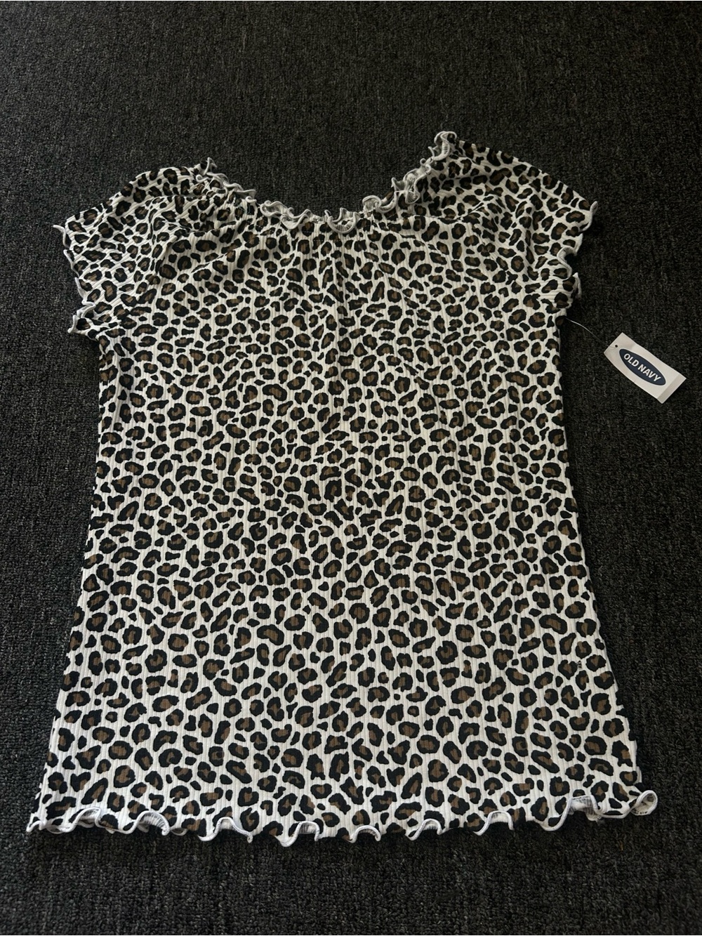 Old Navy Leopard Print Short Sleeve Top - Brown & Black